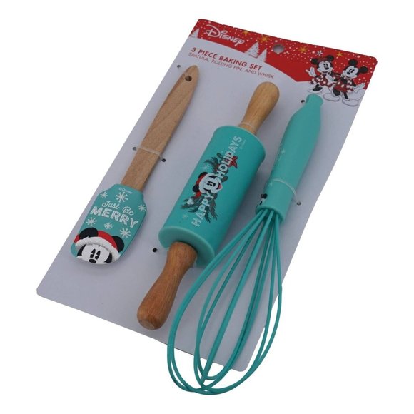 Disney 3 Piece Baking Set (Spatula Rolling Pin Whisk) Festive Kitchen Essentials - Picture 2 of 6